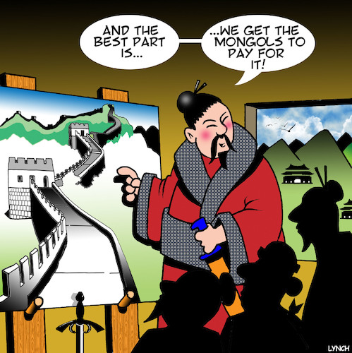 Cartoon: Great wall of China (medium) by toons tagged the,trump,wall,great,of,china,mongolia,mongols,invasion,building,donald,the,trump,wall,great,of,china,mongolia,mongols,invasion,building,donald