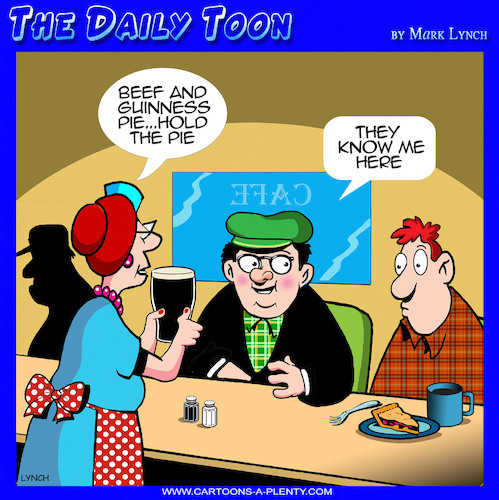 Cartoon: Guinness beer (medium) by toons tagged guinness,irish,beer,pies,guinness,irish,beer,pies