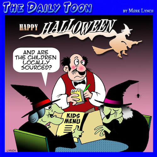 Cartoon: Halloween (medium) by toons tagged witches,halloween,locally,sourced,foods,kids,menu,sorcery,magic,horror,movie,healthy,eating,witches,halloween,locally,sourced,foods,kids,menu,sorcery,magic,horror,movie,healthy,eating
