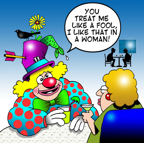 Cartoon: I like that in a woman (medium) by toons tagged clowns,circus,relationships,fools,dating,online,facebook,amusement,performer,comedian