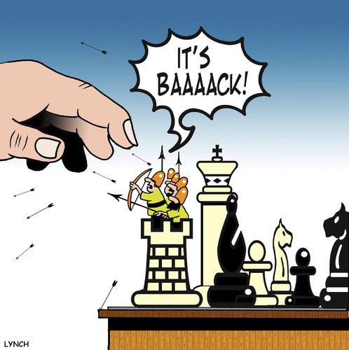 Cartoon: its back (medium) by toons tagged chess,board,games,war,castles