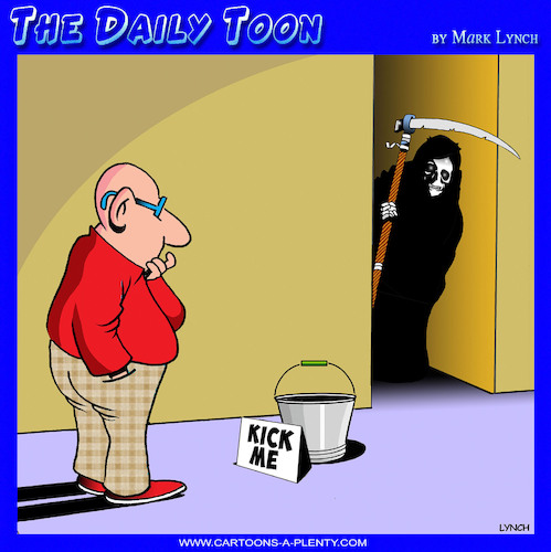 Cartoon: Kick the bucket (medium) by toons tagged grim,reaper,kicking,the,bucket,death,grim,reaper,kicking,the,bucket,death