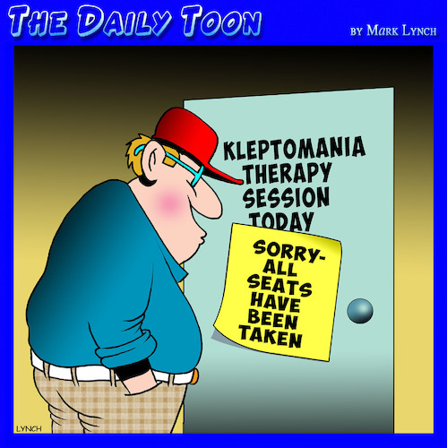 Cartoon: Kleptomania (medium) by toons tagged seminars,therapy,kleptomaniac,thief,stealing,house,full,seminars,therapy,kleptomaniac,thief,stealing,house,full