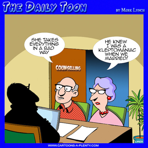 Cartoon: Kleptomaniac (medium) by toons tagged kleptomania,thief,robbers,marriage,councilor,kleptomania,thief,robbers,marriage,councilor