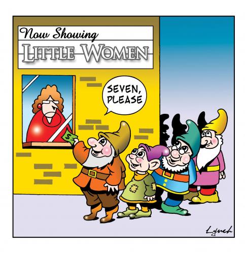 Cartoon: little women (medium) by toons tagged little,women,seven,dwarfs,books,movies,library,snow,white,short,people,cinema