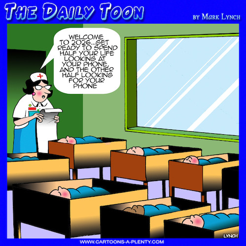 Cartoon: Looking at phone (medium) by toons tagged maternity,ward,looking,or,phone,babies,the,future,maternity,ward,looking,or,phone,babies,the,future