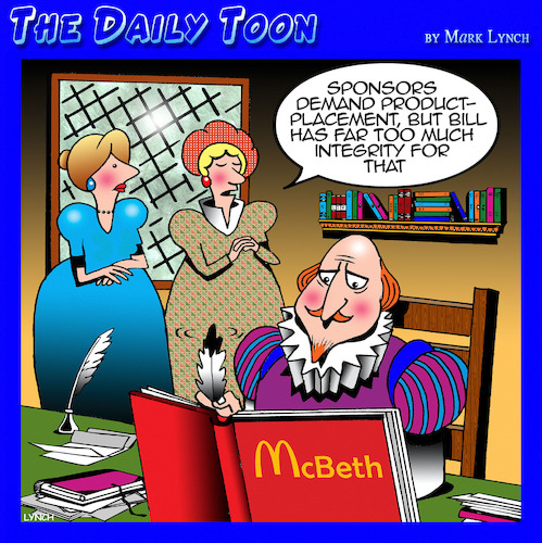 Cartoon: Macbeth (medium) by toons tagged shakespeare,mcdonalds,product,placement,advertisements,shakespeare,mcdonalds,product,placement,advertisements