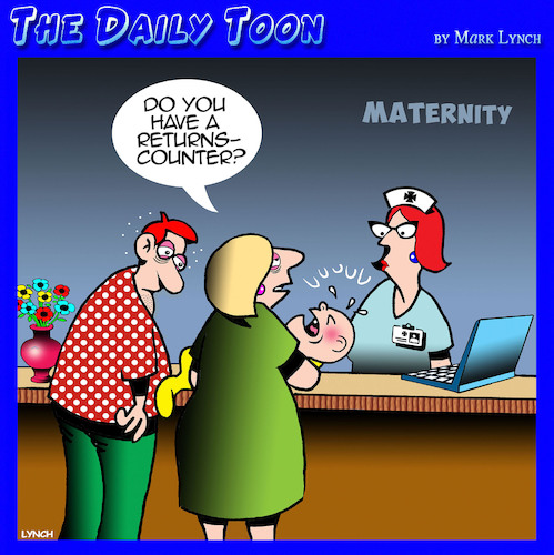 Cartoon: Maternity ward (medium) by toons tagged babies,pregnant,new,parents,maternity,returns,counter,babies,pregnant,new,parents,maternity,returns,counter