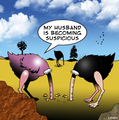 Cartoon: my husband (medium) by toons tagged ostrich,marriage,divorce,affair