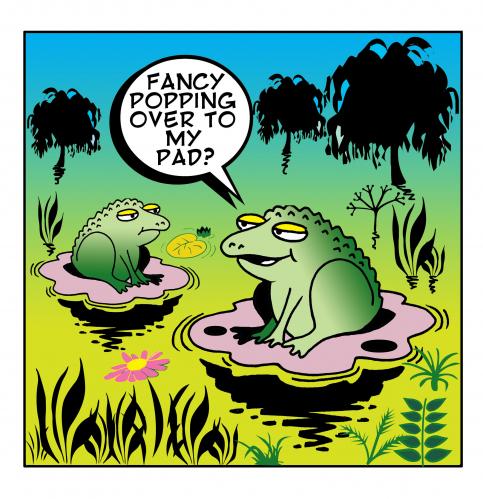 Cartoon: my pad (medium) by toons tagged frogs,toads,swamps,relationships,dating,love,fauna,flowers