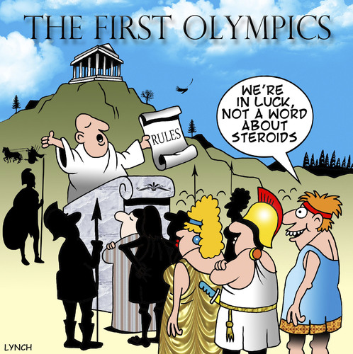 Cartoon: Olympics (medium) by toons tagged olympic,games,first,olympics,olimpia,ancient,greece,steroids,doping,athletics,cheating,sporting,rules,olympic,games,first,olympics,olimpia,ancient,greece,steroids,doping,athletics,cheating,sporting,rules