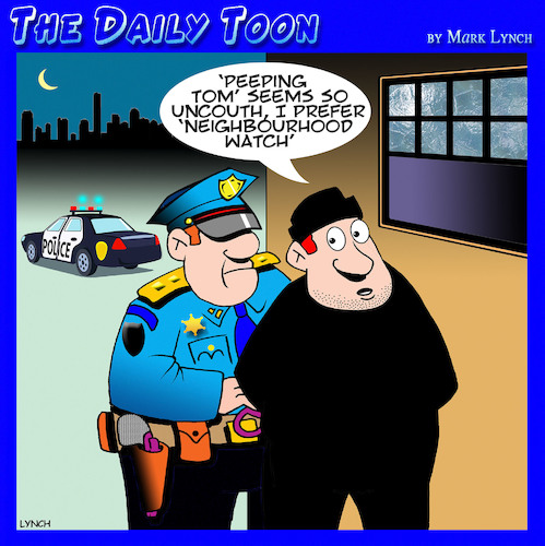 Cartoon: Peeping Tom (medium) by toons tagged neighborhood,watch,pervert,peeping,tom,arrested,cops,police,neighborhood,watch,pervert,peeping,tom,arrested,cops,police