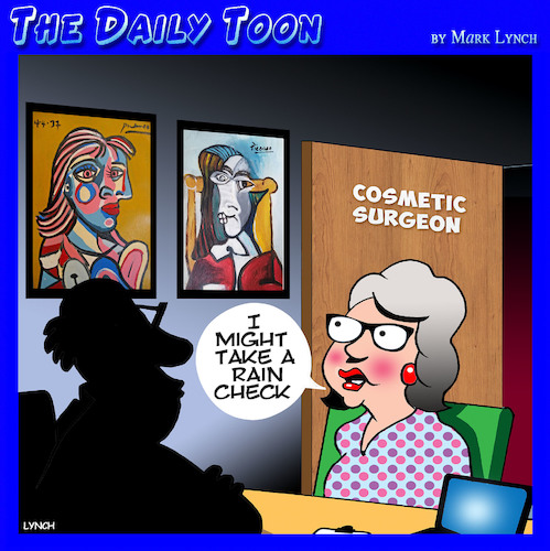 Cartoon: Picasso (medium) by toons tagged picasso,cosmetic,surgery,botox,plastic,beauty,look,younger,picasso,cosmetic,surgery,botox,plastic,beauty,look,younger
