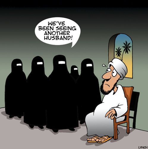 Cartoon: Polygamy (medium) by toons tagged islam,wives,many,polygamy,burqa,burka,unfaithful,unfaithful,burka,burqa,polygamy,many,wives,islam