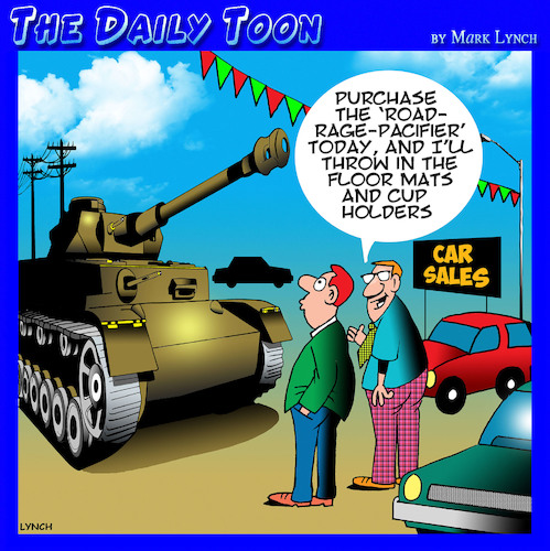 Cartoon: Road rage (medium) by toons tagged car,sales,road,rage,tanks,car,sales,road,rage,tanks