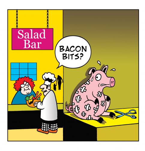 Cartoon: salad bar (medium) by toons tagged salads,pigs,bacon,food,restaurants,hygene,cooks,chefs,take,away