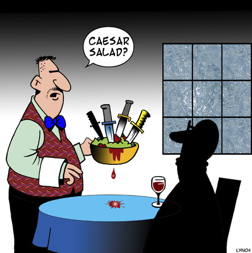 Cartoon: Salad special (medium) by toons tagged caesar,salad,waiters,restaurants,julius,romans,salads,caesar,salad,waiters,restaurants,julius,romans,salads