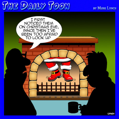Cartoon: Santa pause (medium) by toons tagged santa,down,the,chimney,santa,down,the,chimney