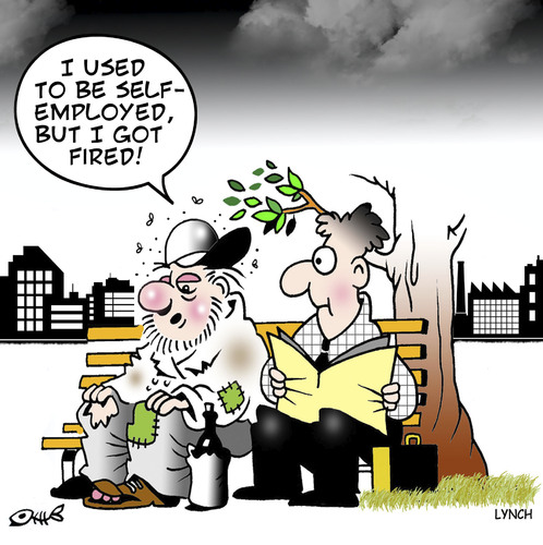 Cartoon: self-employed (medium) by toons tagged broke,employed,self,self,employed,broke