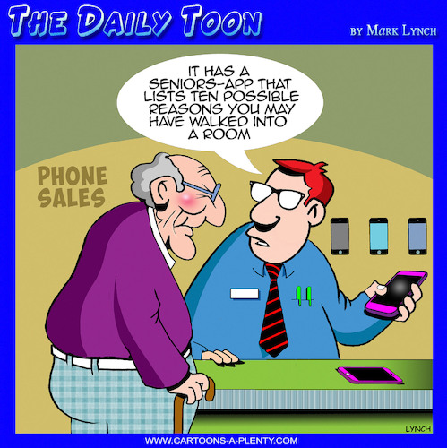Cartoon: Seniors app (medium) by toons tagged smart,phones,for,seniors,forgetfull,smart,phones,for,seniors,forgetfull