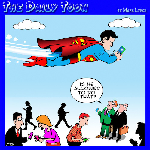 Cartoon: Texting while driving (medium) by toons tagged superman,texting,superhero,smart,phone,superman,texting,superhero,smart,phone