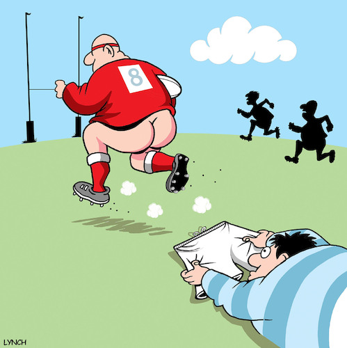 Cartoon: The one that got away (medium) by toons tagged rugby,tackle,players,rugby,tackle,players