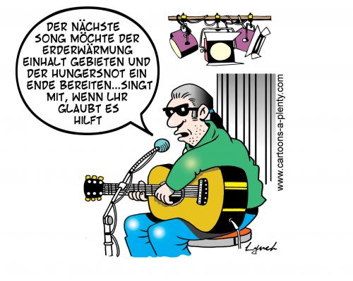 Cartoon: the singer (medium) by toons tagged entertainer,global,warming,environment,protest,ecology,starvation,oil,crisis,earth