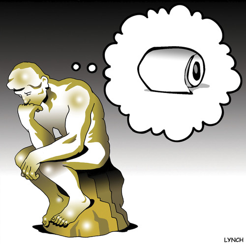 Cartoon: The Thinker (medium) by toons tagged sculpture,toilet,paper,art,the,thinker