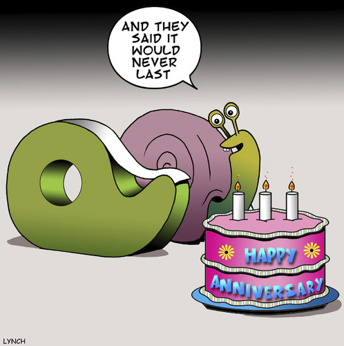 Cartoon: They said it would not last (medium) by toons tagged tape,dispenser,snails,anniversary,cakes,tape,dispenser,snails,anniversary,cakes