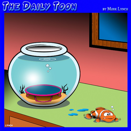 Cartoon: Trampoline (medium) by toons tagged clown,fish,trampoline,tank,exercise,clown,fish,trampoline,tank,exercise