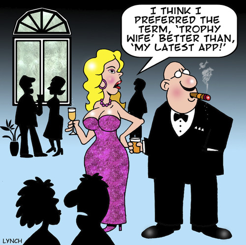 Cartoon: trophy wife (medium) by toons tagged apps,trophy,wife,rich,marriage,wealth