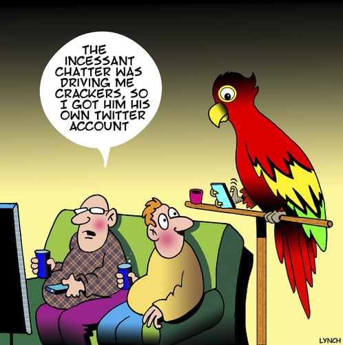 Cartoon: Twitter account (medium) by toons tagged parrot,twitter,social,media,animals,birds,parrot,twitter,social,media,animals,birds