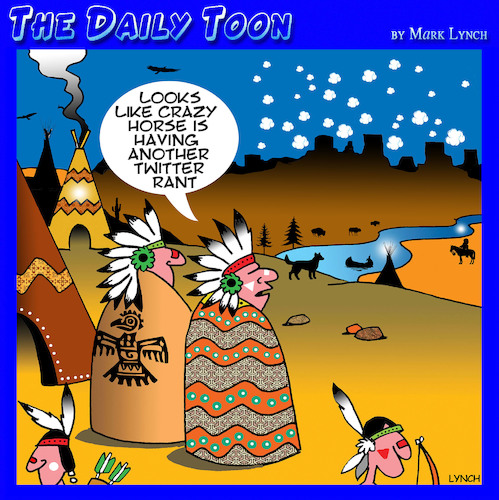 Cartoon: Twitter frenzy (medium) by toons tagged trump,twitter,american,indians,smoke,signals,trump,twitter,american,indians,smoke,signals