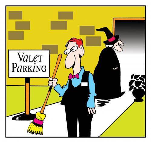 Cartoon: valet parking (medium) by toons tagged valet,parking,witches,spells,transport,warlocks