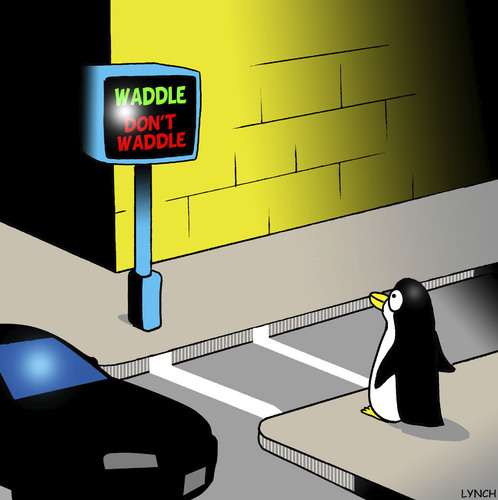 Cartoon: waddle (medium) by toons tagged penguins,pedestrians,traffic,lights