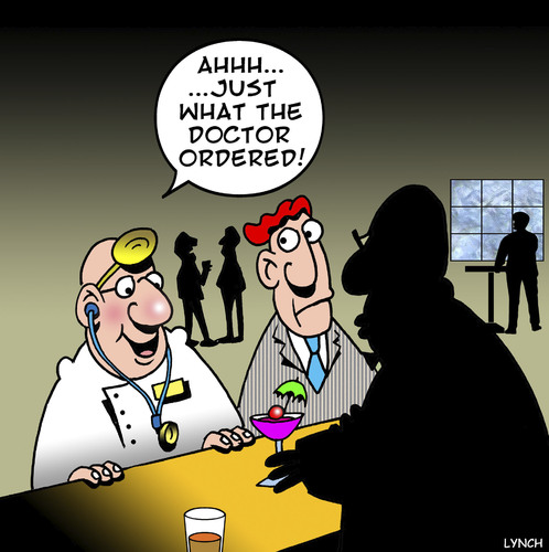 Cartoon: What the doctor ordered (medium) by toons tagged doctor,alcohol,cocktails,medical,bars,drinking,beer