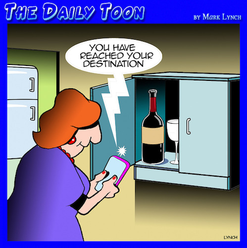 Cartoon: Wine time (medium) by toons tagged apps,wine,gps,navigation,apps,wine,gps,navigation