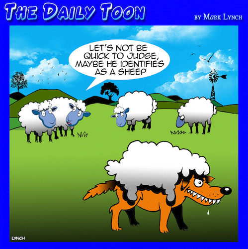 Cartoon: WOKE Wolf (medium) by toons tagged wolf,in,sheeps,clothing,identifies,as,woke,sheep,wolf,in,sheeps,clothing,identifies,as,woke,sheep