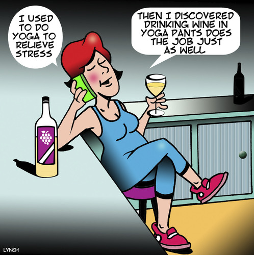 Cartoon: Yoga pants (medium) by toons tagged yoga,wine,drinking,exercise,pants,keeping,fit,yoga,wine,drinking,exercise,pants,keeping,fit