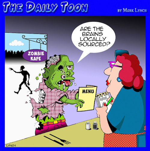 Cartoon: Zombies (medium) by toons tagged zombie,brains,cafe,menu,zombie,brains,cafe,menu