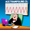 Cartoon: Ace trampoline Co (small) by toons tagged trampoline pogo stick charts sales bounce spring laptop economy exercise business