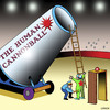 Cartoon: Airport security (small) by toons tagged airport,security,circus,human,cannonball,acrobats,terrorism