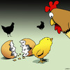 Cartoon: Counting doen the days (small) by toons tagged chicken,hatching,eggshells,chickens,farmyard,animals