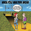 Cartoon: fighting pole vaulters (small) by toons tagged pole,vaulting,olympics,athletics,high,jump,sport,relationships,love,divorce