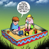 Cartoon: Go outside and play (small) by toons tagged sandbox,children,playing,social,media,smartphones,fresh,air