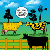 Cartoon: Helluva tattoo (small) by toons tagged tattoos,cows,farms,animals,bulls,bovine,body,piercing,abbatoir,beef,meat