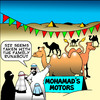 Cartoon: mohamads motors (small) by toons tagged mohamad,cars,car,sales,vehicles,suv,arabs,desert,camels,animals