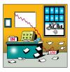 Cartoon: out (small) by toons tagged recession graphs suicide business downturn wall street stock market
