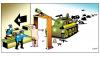 Cartoon: peace (small) by toons tagged disarmament,nuclear,weapons,airport,security,military,power,tanks,rockets,baggage