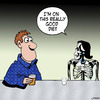 Cartoon: Really good diet (small) by toons tagged dieting,anorexia,obesity,skeleton,dating